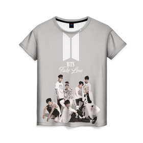 Женская футболка 3D с принтом BTS Take love в Петрозаводске, 100% полиэфир ( синтетическое хлопкоподобное полотно) | прямой крой, круглый вырез горловины, длина до линии бедер | bangtan boys | beyond the scene | boyband | boys | bts | chin | chonguk | edm | emblem | hip hop | jimin | jj hope | k pop | logo | r  b | rm | south korean | suga | wee | бойбенд | ви | возьми | джей хоуп | логотип | любовь | мальчики | сюга | х