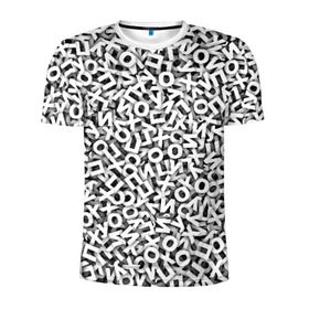 Мужская футболка 3D спортивная с принтом буквы ЙУХОП в Петрозаводске, 100% полиэстер с улучшенными характеристиками | приталенный силуэт, круглая горловина, широкие плечи, сужается к линии бедра | алфавит | белый | буквы | паттрен | слово | узор