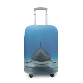 Чехол для чемодана 3D с принтом Анфас в Петрозаводске, 86% полиэфир, 14% спандекс | двустороннее нанесение принта, прорези для ручек и колес | bottom | fin | full face | jaw | ocean | sand | shark | water | акула | анфас | вода | дно | океан | песок | плавник