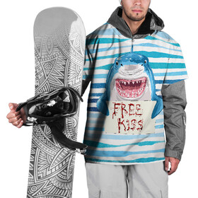 Накидка на куртку 3D с принтом Free Kiss в Петрозаводске, 100% полиэстер |  | free kiss | акула | бесплатные поцелуи | вода | кровь | море | объявление | острые зубы | поцелуй | рыба | табличка | хищник