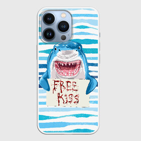 Чехол для iPhone 13 Pro с принтом Free Kiss в Петрозаводске,  |  | free kiss | акула | бесплатные поцелуи | вода | кровь | море | объявление | острые зубы | поцелуй | рыба | табличка | хищник