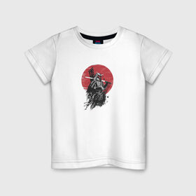 Детская футболка хлопок с принтом Самурай в Петрозаводске, 100% хлопок | круглый вырез горловины, полуприлегающий силуэт, длина до линии бедер | Тематика изображения на принте: катана | самурай | япония