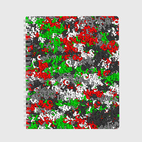 Тетрадь с принтом Камуфляж с буквами FCLM в Петрозаводске, 100% бумага | 48 листов, плотность листов — 60 г/м2, плотность картонной обложки — 250 г/м2. Листы скреплены сбоку удобной пружинной спиралью. Уголки страниц и обложки скругленные. Цвет линий — светло-серый
 | зеленый | клуб | красно зеленый | красный | локо | локомотив | москва | паттерн