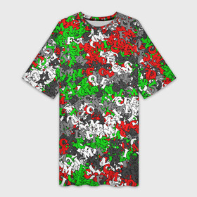 Платье-футболка 3D с принтом Камуфляж с буквами FCLM в Петрозаводске,  |  | зеленый | клуб | красно зеленый | красный | локо | локомотив | москва | паттерн