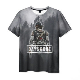 Мужская футболка 3D с принтом Days Gone в Петрозаводске, 100% полиэфир | прямой крой, круглый вырез горловины, длина до линии бедер | days gone | лес | лого | персонаж