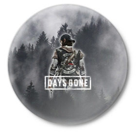 Значок с принтом Days Gone в Петрозаводске,  металл | круглая форма, металлическая застежка в виде булавки | days gone | лес | лого | персонаж