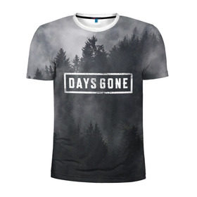 Мужская футболка 3D спортивная с принтом Days Gone в Петрозаводске, 100% полиэстер с улучшенными характеристиками | приталенный силуэт, круглая горловина, широкие плечи, сужается к линии бедра | days gone | игра | лес | лого