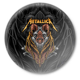 Значок с принтом Metallica в Петрозаводске,  металл | круглая форма, металлическая застежка в виде булавки | american | bat | bones | emblem | fangs | james hetfield | kirk hammett | metal band | metallica | mouse | music | rock | vampire | американская | вампир | джеймс хетфилд | кирк хэмметт | клыки | кости | ларс ульрих | летучая | метал группа | мет