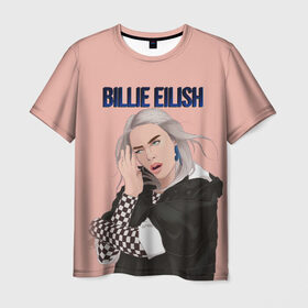 Мужская футболка 3D с принтом BILLIE EILISH в Петрозаводске, 100% полиэфир | прямой крой, круглый вырез горловины, длина до линии бедер | ayelish | bad guy | bellyache | bilie eilish | bilie elish | billie | billie eilish | eilish | electronic | elish | music | били айлиш | билли айлиш | эйлиш | элиш