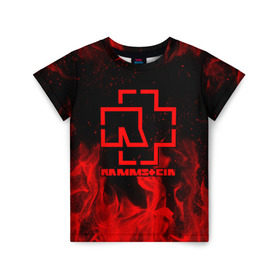 Детская футболка 3D с принтом RAMMSTEIN в Петрозаводске, 100% гипоаллергенный полиэфир | прямой крой, круглый вырез горловины, длина до линии бедер, чуть спущенное плечо, ткань немного тянется | fire | flake | rammstein | smoke | дым | огонь | пламя | пожар | рамштайн
