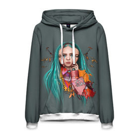 Мужская толстовка 3D с принтом BILLIE EILISH в Петрозаводске, 100% полиэстер | двухслойный капюшон со шнурком для регулировки, мягкие манжеты на рукавах и по низу толстовки, спереди карман-кенгуру с мягким внутренним слоем. | ayelish | bad guy | bellyache | bilie eilish | bilie elish | billie | billie eilish | eilish | electronic | elish | music | били айлиш | билли айлиш | эйлиш | элиш