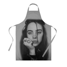 Фартук 3D с принтом BILLIE EILISH в Петрозаводске, 100% полиэстер | общий размер — 65 х 85 см, ширина нагрудника — 26 см, горловина — 53 см, длина завязок — 54 см, общий обхват в поясе — 173 см. Принт на завязках и на горловине наносится с двух сторон, на основной части фартука — только с внешней стороны | ayelish | bad guy | bellyache | bilie eilish | bilie elish | billie | billie eilish | eilish | electronic | elish | music | били айлиш | билли айлиш | эйлиш | элиш