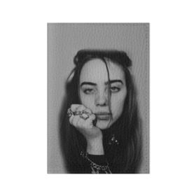 Обложка для паспорта матовая кожа с принтом BILLIE EILISH в Петрозаводске, натуральная матовая кожа | размер 19,3 х 13,7 см; прозрачные пластиковые крепления | ayelish | bad guy | bellyache | bilie eilish | bilie elish | billie | billie eilish | eilish | electronic | elish | music | били айлиш | билли айлиш | эйлиш | элиш