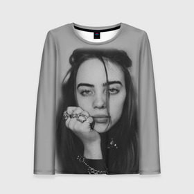 Женский лонгслив 3D с принтом BILLIE EILISH в Петрозаводске, 100% полиэстер | длинные рукава, круглый вырез горловины, полуприлегающий силуэт | ayelish | bad guy | bellyache | bilie eilish | bilie elish | billie | billie eilish | eilish | electronic | elish | music | били айлиш | билли айлиш | эйлиш | элиш