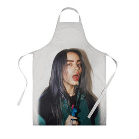 Фартук 3D с принтом BILLIE EILISH в Петрозаводске, 100% полиэстер | общий размер — 65 х 85 см, ширина нагрудника — 26 см, горловина — 53 см, длина завязок — 54 см, общий обхват в поясе — 173 см. Принт на завязках и на горловине наносится с двух сторон, на основной части фартука — только с внешней стороны | ayelish | bad guy | bellyache | bilie eilish | bilie elish | billie | billie eilish | eilish | electronic | elish | music | били айлиш | билли айлиш | эйлиш | элиш