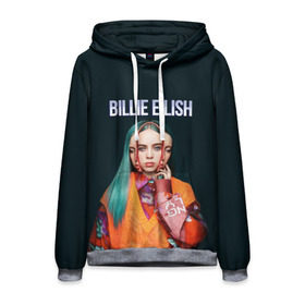 Мужская толстовка 3D с принтом BILLIE EILISH в Петрозаводске, 100% полиэстер | двухслойный капюшон со шнурком для регулировки, мягкие манжеты на рукавах и по низу толстовки, спереди карман-кенгуру с мягким внутренним слоем. | ayelish | bad guy | bellyache | bilie eilish | bilie elish | billie | billie eilish | eilish | electronic | elish | music | били айлиш | билли айлиш | эйлиш | элиш