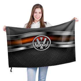 Флаг 3D с принтом Volkswagen Metal в Петрозаводске, 100% полиэстер | плотность ткани — 95 г/м2, размер — 67 х 109 см. Принт наносится с одной стороны | volkswagen | авто | волксваген | вольсваген | железо | кольчуга | лого авто | метал | металлическая | сетка | сталь | цепи
