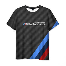 Мужская футболка 3D с принтом BMW КАРБОН в Петрозаводске, 100% полиэфир | прямой крой, круглый вырез горловины, длина до линии бедер | bmw | абстракция | авто | автомобиль | лого | логотип | машина | скорость