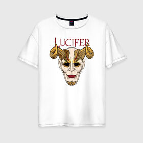 Женская футболка хлопок Oversize с принтом Masquerade в Петрозаводске, 100% хлопок | свободный крой, круглый ворот, спущенный рукав, длина до линии бедер
 | lucifer | дьявол | маскарад | монстр | рогатый | хэллоуин