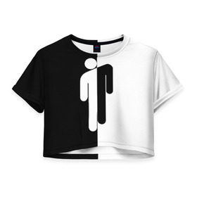 Женская футболка Cropp-top с принтом BILLIE EILISH в Петрозаводске, 100% полиэстер | круглая горловина, длина футболки до линии талии, рукава с отворотами | be | billie | billie eilish | билли | билли айлиш
