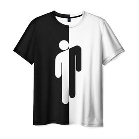 Мужская футболка 3D с принтом BILLIE EILISH в Петрозаводске, 100% полиэфир | прямой крой, круглый вырез горловины, длина до линии бедер | be | billie | billie eilish | билли | билли айлиш