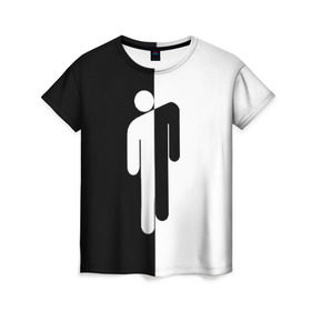 Женская футболка 3D с принтом BILLIE EILISH в Петрозаводске, 100% полиэфир ( синтетическое хлопкоподобное полотно) | прямой крой, круглый вырез горловины, длина до линии бедер | Тематика изображения на принте: be | billie | billie eilish | билли | билли айлиш