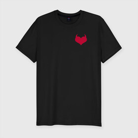 Мужская футболка премиум с принтом Lucifer wings в Петрозаводске, 92% хлопок, 8% лайкра | приталенный силуэт, круглый вырез ворота, длина до линии бедра, короткий рукав | дьявольское сердечко | коварный | крылья | лайк | рога | сердце | чёртик
