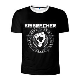 Мужская футболка 3D спортивная с принтом EISBRECHER в Петрозаводске, 100% полиэстер с улучшенными характеристиками | приталенный силуэт, круглая горловина, широкие плечи, сужается к линии бедра | eisbrecher | metal | rock | метал | рок