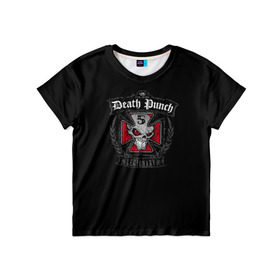 Детская футболка 3D с принтом Five Finger Death Punch в Петрозаводске, 100% гипоаллергенный полиэфир | прямой крой, круглый вырез горловины, длина до линии бедер, чуть спущенное плечо, ткань немного тянется | 5fdp | ffdp | five finger | five finger death | five finger death punch | metal | rock | метал | рок