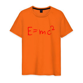 Мужская футболка хлопок с принтом E=mc2 в Петрозаводске, 100% хлопок | прямой крой, круглый вырез горловины, длина до линии бедер, слегка спущенное плечо. | Тематика изображения на принте: emc 2 | emc2 | знаменитые формулы | физика | формулы | эйнштейн