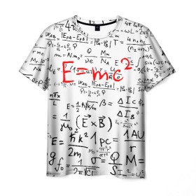Мужская футболка 3D с принтом E=mc2 (редач) в Петрозаводске, 100% полиэфир | прямой крой, круглый вырез горловины, длина до линии бедер | emc 2 | emc2 | знаменитые формулы | физика | формулы | эйнштейн