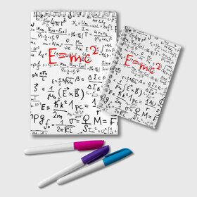 Блокнот с принтом E=mc2 (редач) в Петрозаводске, 100% бумага | 48 листов, плотность листов — 60 г/м2, плотность картонной обложки — 250 г/м2. Листы скреплены удобной пружинной спиралью. Цвет линий — светло-серый
 | Тематика изображения на принте: emc 2 | emc2 | знаменитые формулы | физика | формулы | эйнштейн