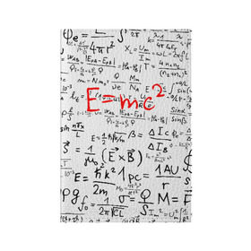 Обложка для паспорта матовая кожа с принтом E=mc2 (редач) в Петрозаводске, натуральная матовая кожа | размер 19,3 х 13,7 см; прозрачные пластиковые крепления | Тематика изображения на принте: emc 2 | emc2 | знаменитые формулы | физика | формулы | эйнштейн