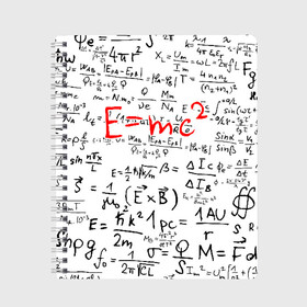 Тетрадь с принтом E=mc2 (редач) в Петрозаводске, 100% бумага | 48 листов, плотность листов — 60 г/м2, плотность картонной обложки — 250 г/м2. Листы скреплены сбоку удобной пружинной спиралью. Уголки страниц и обложки скругленные. Цвет линий — светло-серый
 | Тематика изображения на принте: emc 2 | emc2 | знаменитые формулы | физика | формулы | эйнштейн