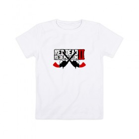 Детская футболка хлопок с принтом Red Dead Redemption 2 в Петрозаводске, 100% хлопок | круглый вырез горловины, полуприлегающий силуэт, длина до линии бедер | red dead redemption | red dead redemption 2 | игра | оружие | револьверы