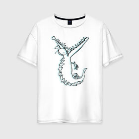 Женская футболка хлопок Oversize с принтом Крокодил в Петрозаводске, 100% хлопок | свободный крой, круглый ворот, спущенный рукав, длина до линии бедер
 | забавный | крокодил | рисунок