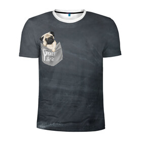 Мужская футболка 3D спортивная с принтом Карманный мопс в Петрозаводске, 100% полиэстер с улучшенными характеристиками | приталенный силуэт, круглая горловина, широкие плечи, сужается к линии бедра | pug | карман | карманный мопс | малыш | милый | мопс | пес | песик | собака | собачка
