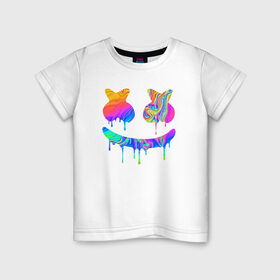 Детская футболка хлопок с принтом MARSHMELLO MELT в Петрозаводске, 100% хлопок | круглый вырез горловины, полуприлегающий силуэт, длина до линии бедер | america | dj | marshmello | melt | usa | америка | маршмелло