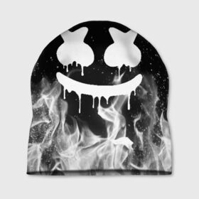 Шапка 3D с принтом MARSHMELLO MELT в Петрозаводске, 100% полиэстер | универсальный размер, печать по всей поверхности изделия | america | dj | fire | flame | marshmello | usa | америка | маршмелло | огонь | пламя