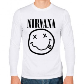 Мужской лонгслив хлопок с принтом NIRVANA в Петрозаводске, 100% хлопок |  | nirvana | smile | курт кобейн | нирвана | смайл