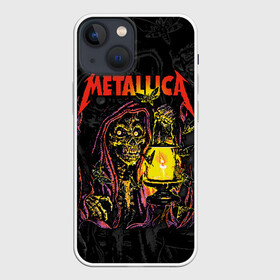 Чехол для iPhone 13 mini с принтом Metallica в Петрозаводске,  |  | american | death | fly | holds | james hetfield | kirk hammett | lantern | metal band | metallica | moths | music | mysticism | rock | skeleton | skull | американская | держит | джеймс хетфилд | ларс ульрих | летают | метал группа | металлика | мистика | 