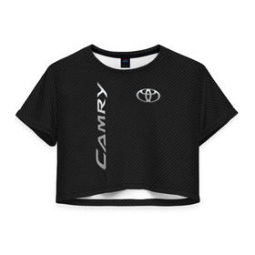 Женская футболка Cropp-top с принтом Toyota Camry в Петрозаводске, 100% полиэстер | круглая горловина, длина футболки до линии талии, рукава с отворотами | toyota | абстракция | авто | автомобиль | лого | логотип | машина | таета | тоета | тойота