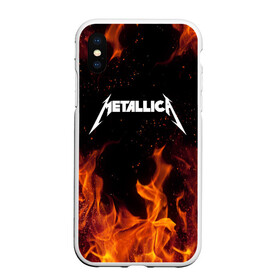 Чехол для iPhone XS Max матовый с принтом METALLICA (НА СПИНЕ) в Петрозаводске, Силикон | Область печати: задняя сторона чехла, без боковых панелей | fire | flame | metallica | металлика | огонь | пламя