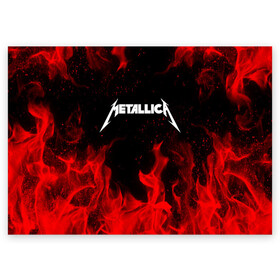 Поздравительная открытка с принтом METALLICA (НА СПИНЕ) в Петрозаводске, 100% бумага | плотность бумаги 280 г/м2, матовая, на обратной стороне линовка и место для марки
 | fire | flame | metallica | металлика | огонь | пламя