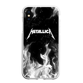 Чехол для iPhone XS Max матовый с принтом METALLICA (НА СПИНЕ) в Петрозаводске, Силикон | Область печати: задняя сторона чехла, без боковых панелей | fire | flame | metallica | металлика | огонь | пламя