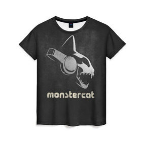Женская футболка 3D с принтом Monstercat в Петрозаводске, 100% полиэфир ( синтетическое хлопкоподобное полотно) | прямой крой, круглый вырез горловины, длина до линии бедер | monstercat | клуб | клубная музыка | кот | котенок | кошка | лейбл | монстар | монстар кет | монстер | музыка | танцевальная музыка | электронная | электронная музыка