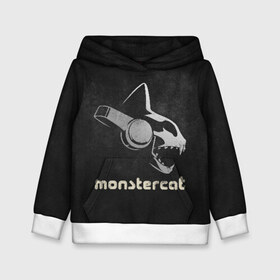 Детская толстовка 3D с принтом Monstercat в Петрозаводске, 100% полиэстер | двухслойный капюшон со шнурком для регулировки, мягкие манжеты на рукавах и по низу толстовки, спереди карман-кенгуру с мягким внутренним слоем | monstercat | клуб | клубная музыка | кот | котенок | кошка | лейбл | монстар | монстар кет | монстер | музыка | танцевальная музыка | электронная | электронная музыка