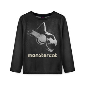 Детский лонгслив 3D с принтом Monstercat в Петрозаводске, 100% полиэстер | длинные рукава, круглый вырез горловины, полуприлегающий силуэт
 | monstercat | клуб | клубная музыка | кот | котенок | кошка | лейбл | монстар | монстар кет | монстер | музыка | танцевальная музыка | электронная | электронная музыка