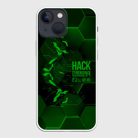 Чехол для iPhone 13 mini с принтом Hack Cyberspace в Петрозаводске,  |  | Тематика изображения на принте: cyberpunk | hack | hack cyberspace | hacker | абстракция | взлом | микросхема | минимализм | программер | программист | сеть | хакер