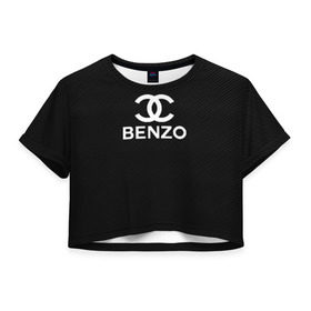 Женская футболка Cropp-top с принтом BENZO GANG ( CARBON ) в Петрозаводске, 100% полиэстер | круглая горловина, длина футболки до линии талии, рукава с отворотами | bbt | benzo | benzo gang | big baby tape | carbon | ббт | бензо | карбон